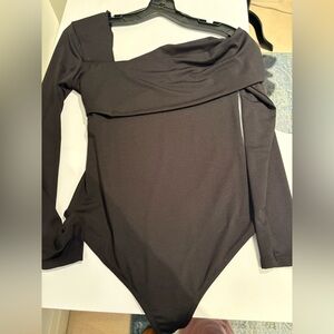Zara Black Asymmetrical Long Sleeve Top